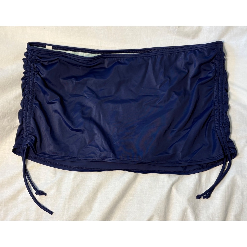 Victoria's Secret Navy Blue Ruched Swim Skirt Adjustable Side Ties XL